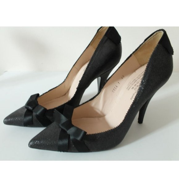 Pedro Garcia Noa Glitter Metallic Pumps Satin Bow Size 10 - Picture 2 of 10